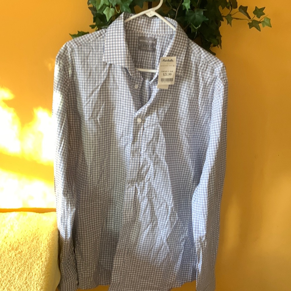 MICHAEL KORS Men’s Shirt size XL new tag colors blue/White/brown